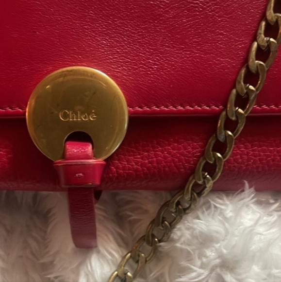 Chloe Hot Fushia pink long bifold wallet with gold tone hardware - Picture 2 of 9